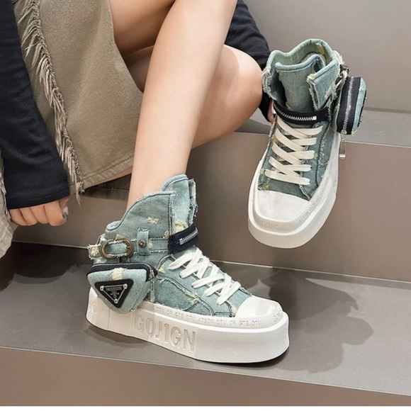 PUNK denim canvas fashionable SHOES - Picture 2 of 7